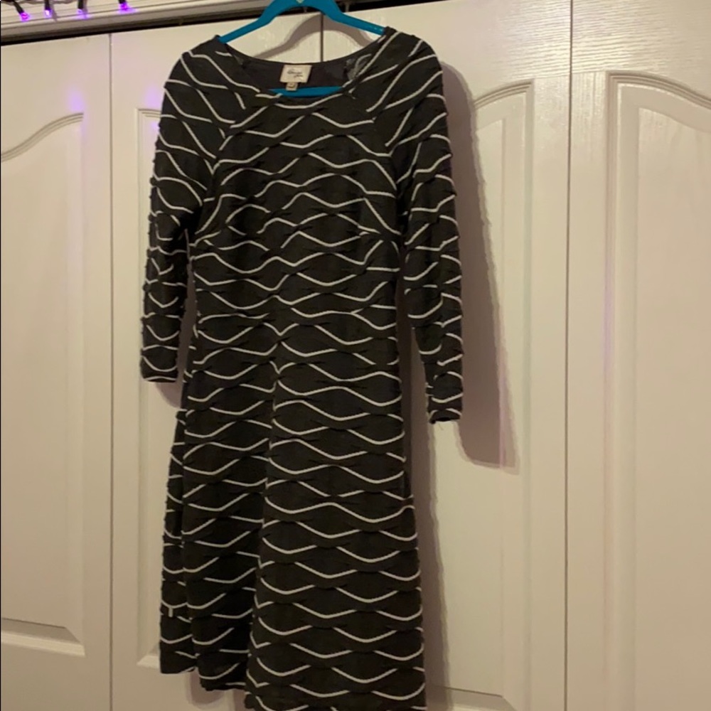 Winter Dress charcoal and white above knee